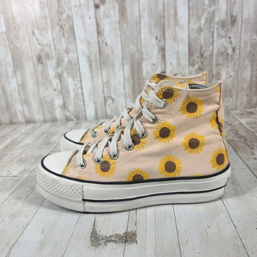 Converse Chuck Taylor All Star Lift Hi Sunflower Peach Platform Sneakers 572403C - Picture 4 of 8